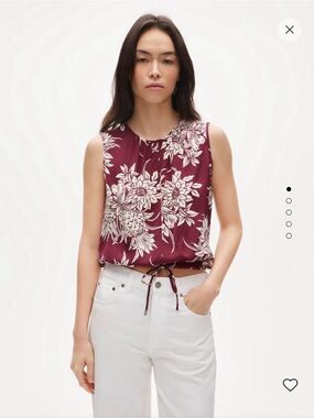NWT J. Crew Drawstring-waist tank in pineapple garden sateen, size M, SOLD OUT